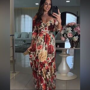 Floral Maxi Dress with Puff Sleeves NWOT